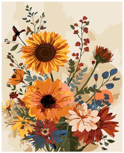 Paint by Numbers Kit for Adults Beginner,Sunflowe Home Wall Decor-16x20in - color: Sunflower