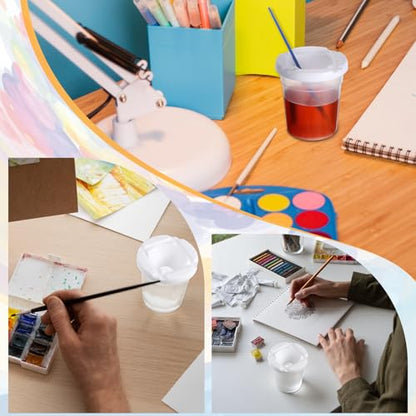 LIQWEI 30 Pack No Spill Paint Cups with Lids for Kids, Reusable | Spill Proof Paint Water Cup Plastic Containers for Painting School Classrooms Arts Crafts Supplies (3 x 3 Inch)