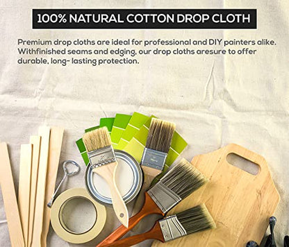 Canvas Drop Cloth for Painting (Size 6x9 Feet - Pack of 2) Painters Drop Cloth for Painting, Furniture, Crutains & Floor Protection - All Purpose Thick Canvas tarp with Double Stitched Edges - size: 6x9 Feet - 2 PK