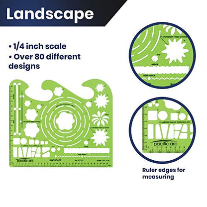 Pacific Arc Landscape Template Guide, with Trees, Shrubs, Hedges, Fences, Flagstone Walks, and Terraces - style: Landscape