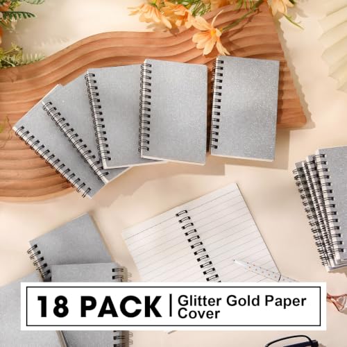 Jutom 18 Pcs Small Spiral Notebook Memo Pad 3x5, Glitter Sliver - color: Glitter Sliver