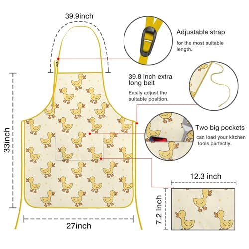 Apron with 2 Pockets,Kitchen Chef Artist Aprons for Cooking Gardening Baking Painting, Waterproof Apron 33" x 27" - color: Duck