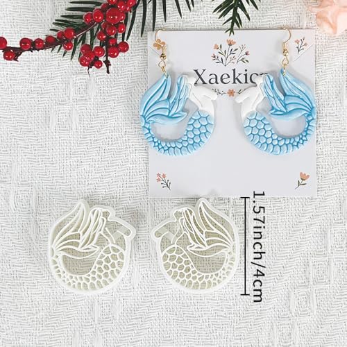 Xaekicr Dragon Mermaid Polymer Clay Cutters Set – Fantasy Clay Earring Cutters for DIY Jewelry Making – Polymer Clay Molds and Clay Tools - color: I color
