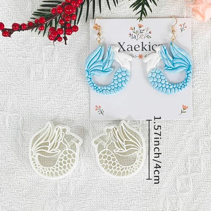 Xaekicr Dragon Mermaid Polymer Clay Cutters Set – Fantasy Clay Earring Cutters for DIY Jewelry Making – Polymer Clay Molds and Clay Tools - color: I color