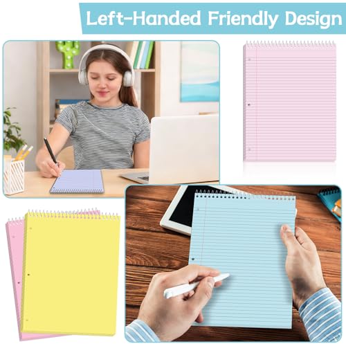 10 Packs 8.5 x 11 inch Top Spiral Notebook with 3 Hole Punched Legal Pads 40 Sheets College Ruled Notepad Hard Cardboard Paper Wirebound Pads for Business School Office Home Supplies (Pastel) - color: Pastel