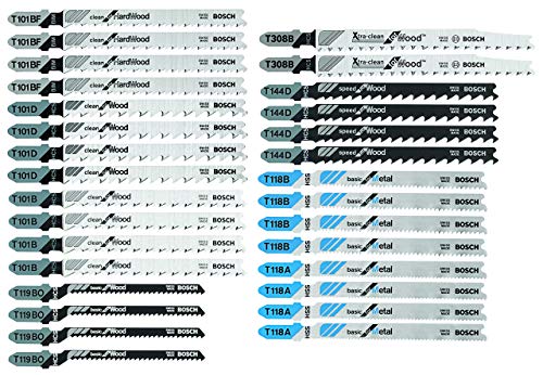 Bosch T30C 30 pc. T-Shank Jig Saw Blade Set for Wood and Metal - size: 30 pack