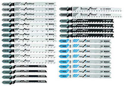 Bosch T30C 30 pc. T-Shank Jig Saw Blade Set for Wood and Metal - size: 30 pack