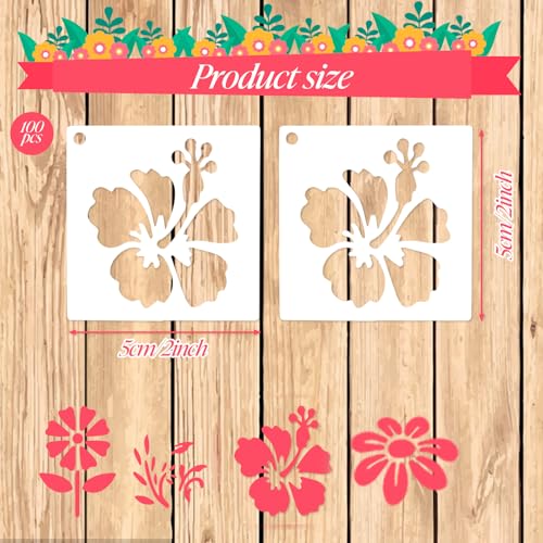 100 Pcs Small Stencils for Painting, 2 x 2 Inch Reusable Mini Stencils