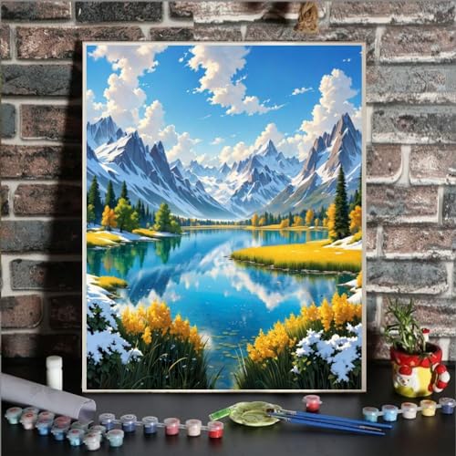 ldazao Mountain Paint by Numbers for Adults-Landscape Paint by Number on Canvas Without Frame, DIY Forest Scenery Oil Painting for Gift Home Wall Decor(16x20inch) - color: SZ0024