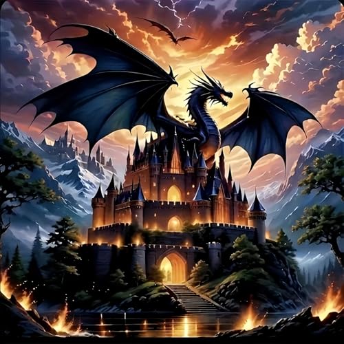 Acelii Dragon Castle 5D Diamond Painting Kits for Adults Beginners - color: JK969-1