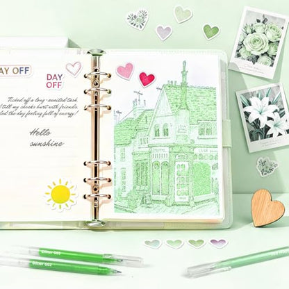 12 Green Glitter Gel Pens Set, 1.0 mm Fine Point for Black Paper & White Paper, Large Capacity Pens for Journaling, Adult Coloring Books, Drawing, Note Taking, Highlighting - color: green
