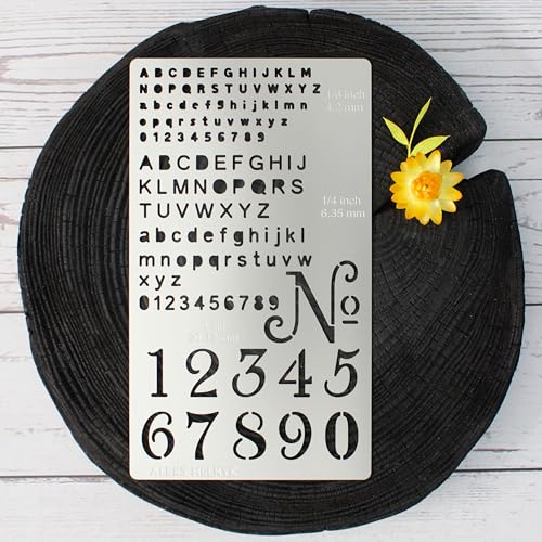 Aleks Melnyk No.422 Metal Stencil, Tiny Letters, Normografo, Pyrography, Wood Burning, 1 PCS, Template, Engraving Wood and Patterns, Alphabet and Number, Lettering, Letting, Bullet Journaling