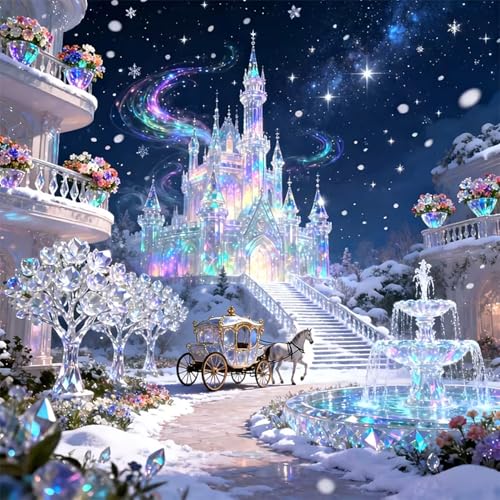 Diamond Art Kits for Adults, Castle Diamond Art Painting Kits for Adults | Fairy Castle Stress Relief Full Round Drill Heartfelt DIY Gift Strong Adhesive Wall Decor HD Canvas 13.8x13.8in 35x35cm - color: Castle
