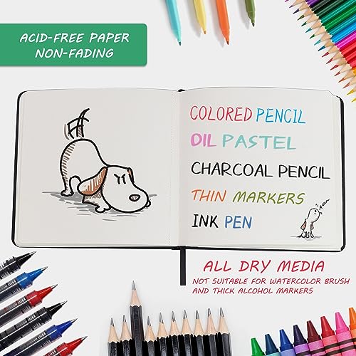 Vanrtto Hardcover Sketch Book, Square Mixed Media Sketchbook 10x10 Inch | Hardcover Square Sketch Book 120LB/200GSM Drawing Paper, 120 Pages/60 Sheets Sketch Pad for Adults, Mixed Media Sketchbook - size: 10x10 INCH