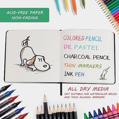 Vanrtto Hardcover Sketch Book, Square Mixed Media Sketchbook 10x10 Inch | Hardcover Square Sketch Book 120LB/200GSM Drawing Paper, 120 Pages/60 Sheets Sketch Pad for Adults, Mixed Media Sketchbook - size: 10x10 INCH