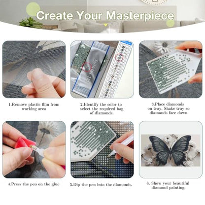 HeeBenor 5D Butterfly Large Diamond Painting Kits for Adults, 27.5" X15.7" - color: Butterfly 058
