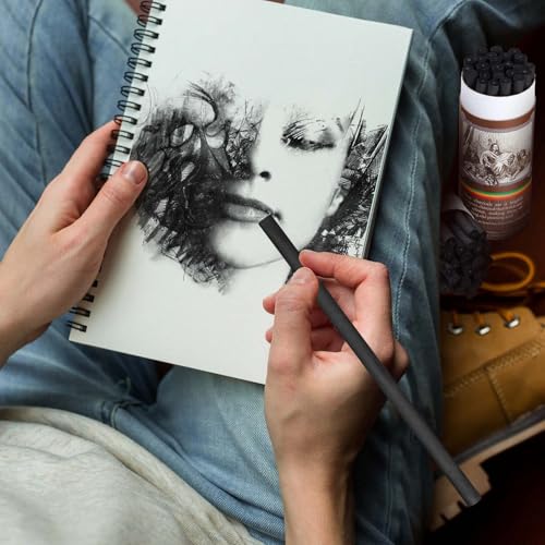 Gueevin 100 Pcs Soft Willow Charcoal Sticks Drawing,2-4mm,4-5mm,5-7mm,7-9mm | For Artists Beginners Students, Vine Charcoal Bulk for Sketching Shading Fine Art, Assorted Sizes, Back to School Gifts - size: 2-4mm,4-5mm,5-7mm,7-9mm