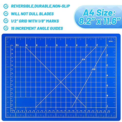 Anezus Exacto Knife Hobby Cutter with A4 Self Healing Cutting Mat Hobby Knife Set with 30 PCS Exacto Blades Precision Art Knife for Crafts Paper Scrapbooking Stencil - color: B.blue