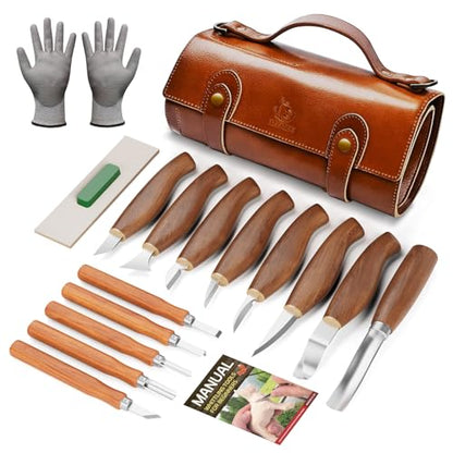 IMYMEE Deluxe Wood Carving Kit，Wood Carving Tools Set with Large Storage Case，Wood Carving Knife Set-Whittling Kit with 8 Pcs Whittling Knives& 5 Detail Knives for Beginners and Hobbyists