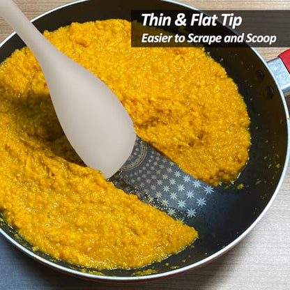 Upgrade Silicone Spatula Spoon Set,VOVOLY Heat Resistant Rubber Spoonula, Seamless Non-Stick Flexible Scrapers for Baking Mixing Tool,3 Pack, Kahki - color: Khaki