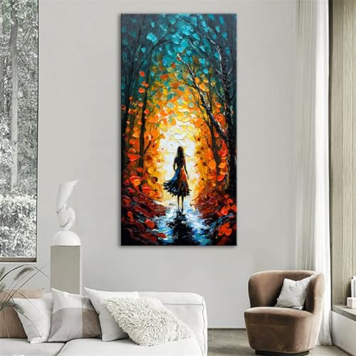 Alenoss Hand Painted Modern Oil Paintings on Canvas Wall Art | Vertical Abstract Wall Art, Textured Wall Painting For Living Room Bedroom - color: AL-B104