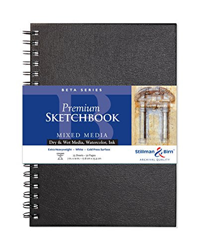 Stillman & Birn Beta Series Wirebound Sketchbook, 7" x 10", 270 gsm (Extra Heavyweight), White Paper, Cold Press Surface - size: 7" x 10" 270 gsm (Extra Heavyweight)