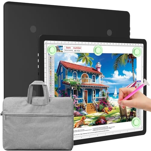 Elice Magnetic A4 Light Board with Bag for Diamond Painting, Tracing LED Light Box with Side Buttons, Super Bright Diamond Art Light Pad, Light Table for Drawing, Sketching, Weeding Vinyl - Black - color: Black, size: A4 with Carry Bag