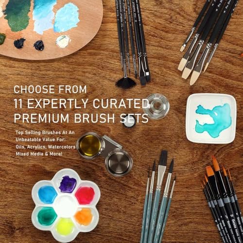 Creative Mark Artist Paint Brush Set - Mimik Synthethic Squirrel Short Handle Paint Brushes - Assorted Sizes - Try Me Pack - 5 Pieces