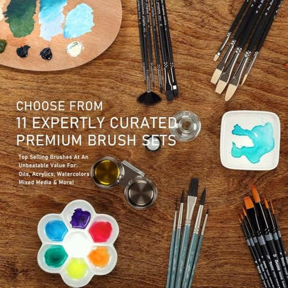 Creative Mark Artist Paint Brush Set - Mimik Synthethic Squirrel Short Handle Paint Brushes - Assorted Sizes - Try Me Pack - 5 Pieces