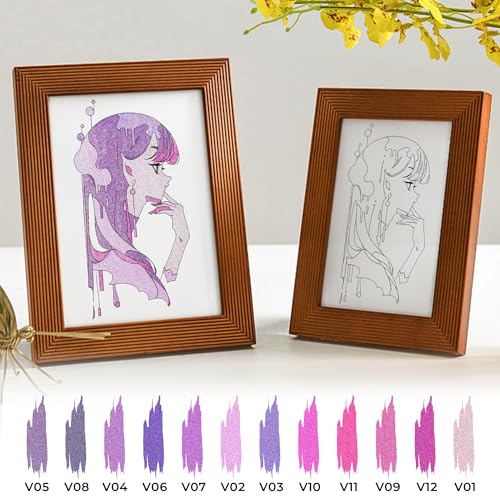 Purple Retractable Glitter Gel Pens, 12 PCS Large Capacity Metallic Ink Pen - color: 12 Purple