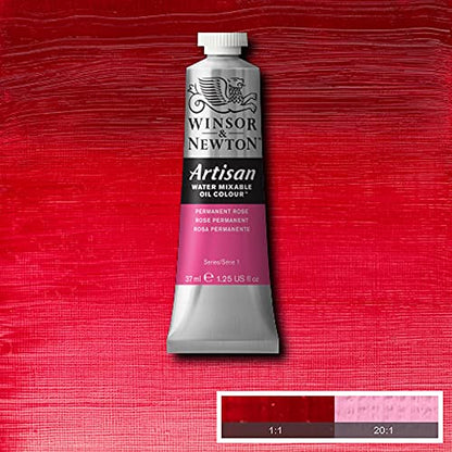 Winsor & Newton Artisan Water Mixable Oil Paint, 37ml, Permanent Rose | Clean with water; no solvents needed. Color depth, lightfastness, opacity/transparency are the same as traditional oils. - color: Permanent Rose, style: 1.25-oz