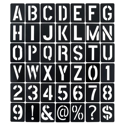 2 Inch Letter Stencils and Numbers, 42 Pcs Reusable Plastic Alphabet Spray Paint Stencils for Painting on Wood, Wall, Fabric, Rock, Signage, Chalkboard, DIY Craft Decoration