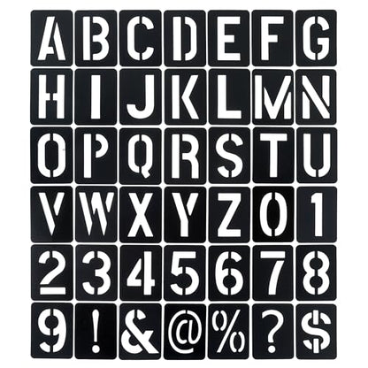 2 Inch Letter Stencils and Numbers, 42 Pcs Reusable Plastic Alphabet Spray Paint Stencils for Painting on Wood, Wall, Fabric, Rock, Signage, Chalkboard, DIY Craft Decoration
