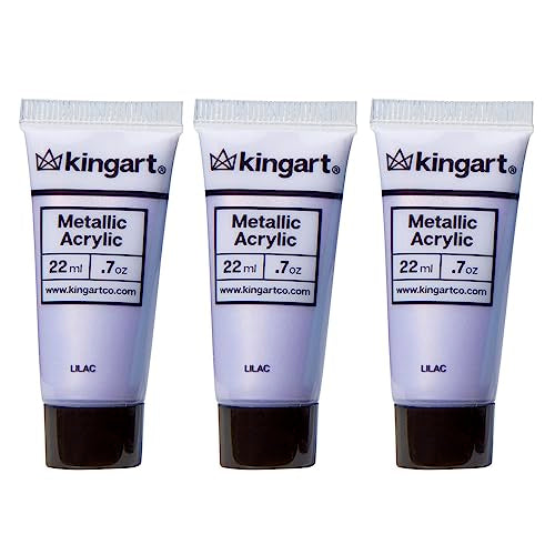 KINGART PRO Artist Quality METALLIC LILAC Acrylic Paint, 22ml (0.74oz) Tubes, 3 Pack - Set (66ml Total), Metallic Lilac Purple - color: LILAC
