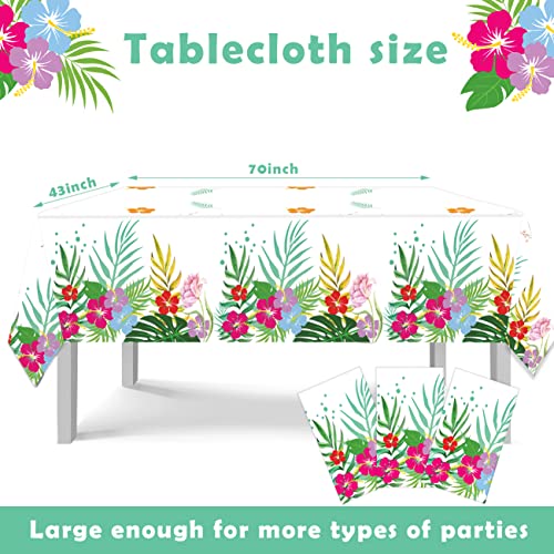 PATIAI 3 Pack Hawaiian Luau Tablecloths,Summer Themed Birthday Table Covers