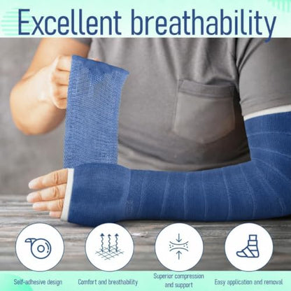 Geiserailie Blue 4 Rolls Fiberglass Casting Tape 2 in × 12 Ft Cast Orthopedic Moldable Medical Casting Tape - color: Blue
