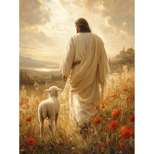 askkqtx Jesus Diamond Art Kits for Adults 12x16 Inch | God Diamond Painting Kits for Beginners, DIY 5D Round Full Drill Crystal Rhinestone Dots Gem Art Craft Home Decor - color: G9838