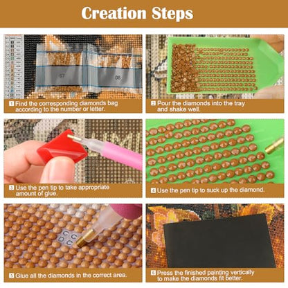 MXJSUA DIY Diamond Painting Kits for Adults, Bigfoot Diamond Gem Art Painting for Beginners, Diamond Picture with Full Round Drill Dots Craft Set, 12x16 Inch - color: Animals-10