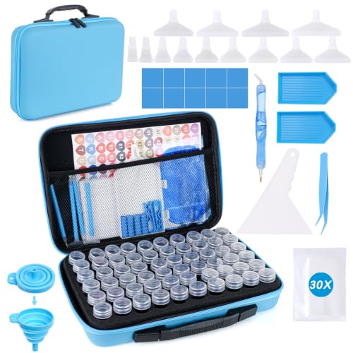 Diamond Art Storage Containers 60 Slots Diamond Painting Accessories - color: Macaron - Blue