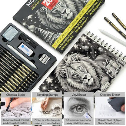 MARTCOLOR Drawing Sketching Pencil Set, 20 Pack Graphite Pencils (14B-4H)