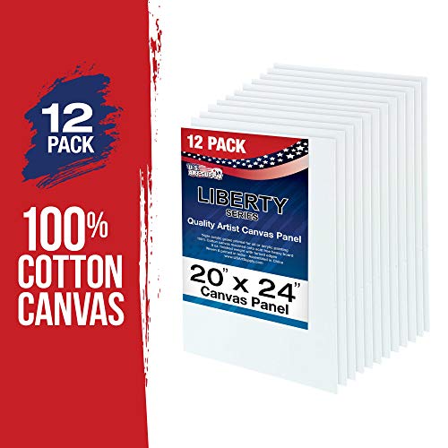 U.S. Art Supply 20 X 24 Inch Art Canvas Board Panels 12 Pack - 8 Ounce Heavyweight Cotton Acid Free Canvases for Painting Acrylics and Watercolor (1 Case of 12 Single Canvas Painting Panels) - size: 20" x 24"