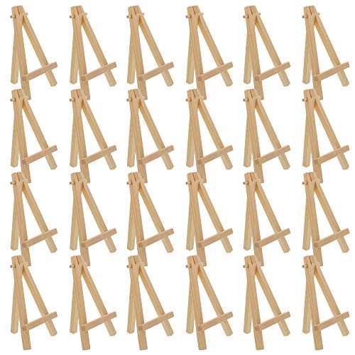 U.S. Art Supply 5" Mini Easel (24 Pack) - Natural Wooden A-Frame Tabletop Display Stand, Mini Easel Stand - Small Easels for Display, Small Canvases, Crafts, Business Cards, Signs, Photos, Gifts