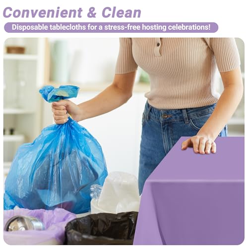 QZYL 12 PCS Lavender Plastic Tablecloths, 54 in x 108 in Dinner Table Cloths, Rectangle Table Cover for Birthday Party Family Gathering Wedding - color: Lavender, size: 12pcs 54x108 in