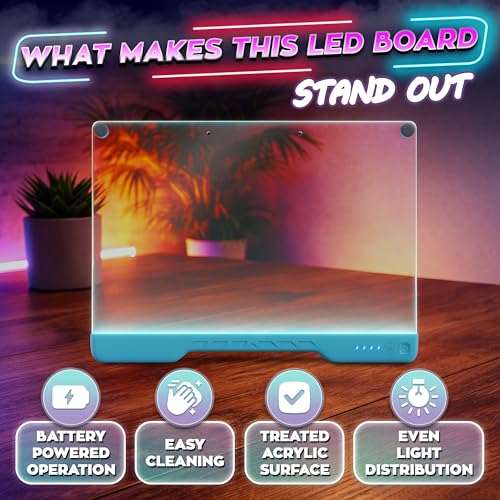 16" LED Drawing Board Rechargeable; 10 Tracing Sheets; Blue | 7 Colors, Adjustable Brightness; Acrylic Light Board for Tracing with Stand, Classroom Art Kit; Birthday Gift Idea - color: Blue
