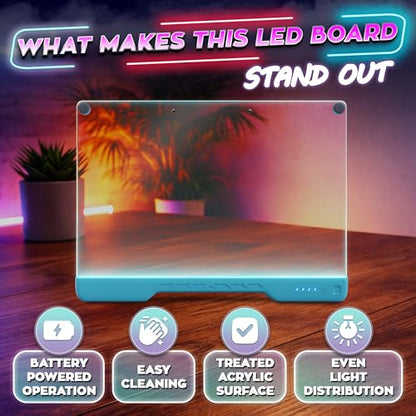16" LED Drawing Board Rechargeable; 10 Tracing Sheets; Blue | 7 Colors, Adjustable Brightness; Acrylic Light Board for Tracing with Stand, Classroom Art Kit; Birthday Gift Idea - color: Blue