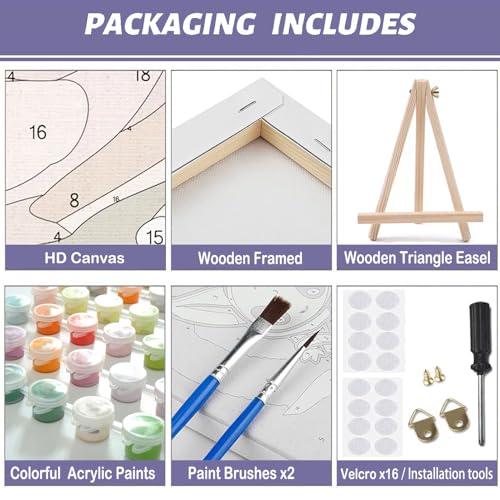 MaiMMaledy Paint by Numbers Kit for Adults Beginners Canvas Pictures with Framed Drawing Painting Acrylic Pigment with Wooden Triangle Easel Rose 8Wx12L inch - color: Rose, size: Rose 12x8inch