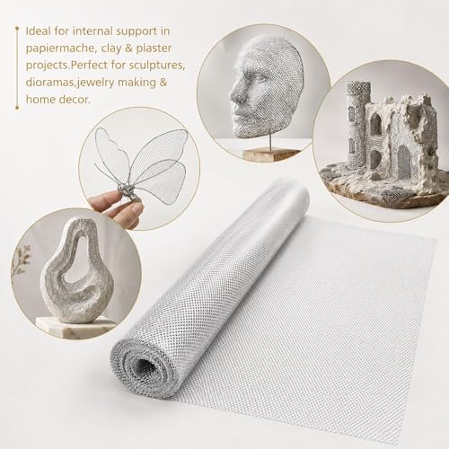 15.7 x 196.8Inch Sculpting Wire Mesh, Aluminum Wire Mesh Roll for Art & Crafts Clay DIY Projects Home Decor Making