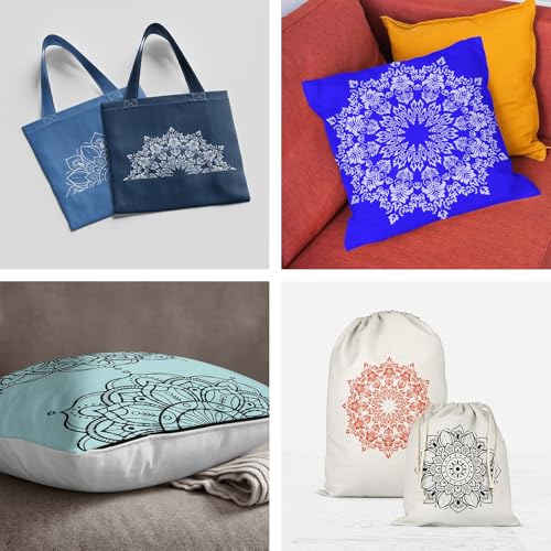 YKW 4 Pack Mandala Stencils for Painting - Reusable Large Mandala Templates - 14.5x7.7 Patterns for Wall, Fabric, Wood, Heterosexual Stone - DIY Home Decor Art Craft Supplies, Translucent and Soft - style: Large Half Mandala