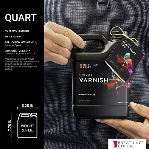 Breathing Color Timeless Archival Print Varnish - 1 Quart, Matte Finish, Professional Quality Canvas Coating, Water Based UV Protection, No Glare Finish, 100+ Years Certified Archival - size: Quart