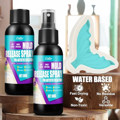 Silicone Mold Release Spray - Professional Mold Release Agent for Epoxy Resin and Candle Making, Fast Drying, Non-Stick, Easy to Demold, Epoxy Release Spray Suitable for Various Molds
